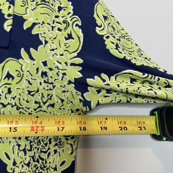 Lilly Pulitzer Womens Dress 6 Silk Knit Newport Navy Blue Green Resort Medallion - Picture 5 of 6